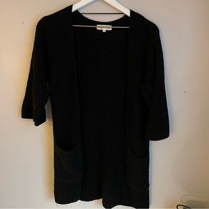 Lou & Grey black short sleeve open knit cardigan Size S